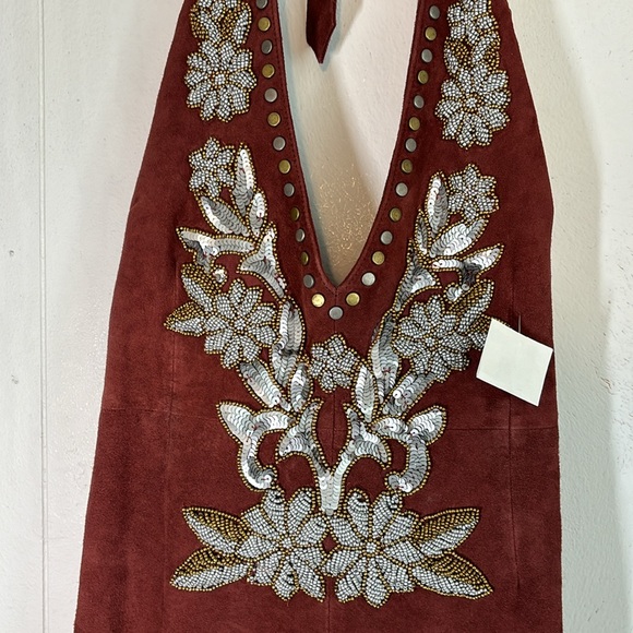 Nasty Gal Genuine Suede Appliqué Halterneck Mini Dress - Picture 14 of 17